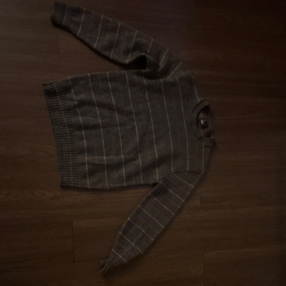 Vintage 80s Robert Bruce Striped Crewneck Sweater Men's L Wool Blend Gray USA
